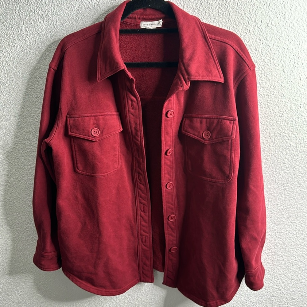 Good American burgundy light  shacket jacket size 0 - XS